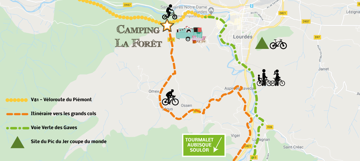 fietskaart van grote cols fiets pyreneeën